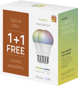 Hombli RGB snjallpera - 9W E27 - 2 stk