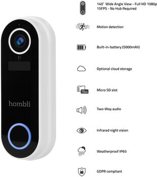 Hombli Smart Doorbell 2 dyrabjalla og hátalari