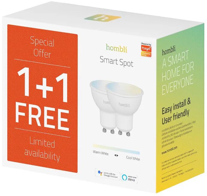 Hombli hvít snjallpera - 5W GU10 - 2stk