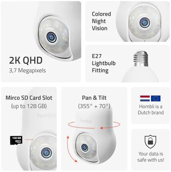 Hombli Bulb Cam 2K öryggismyndavél - Hvít