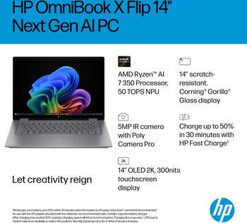 HP OmniBook X Flip AI7/16/512 GB 14" fartölva - Silfur
