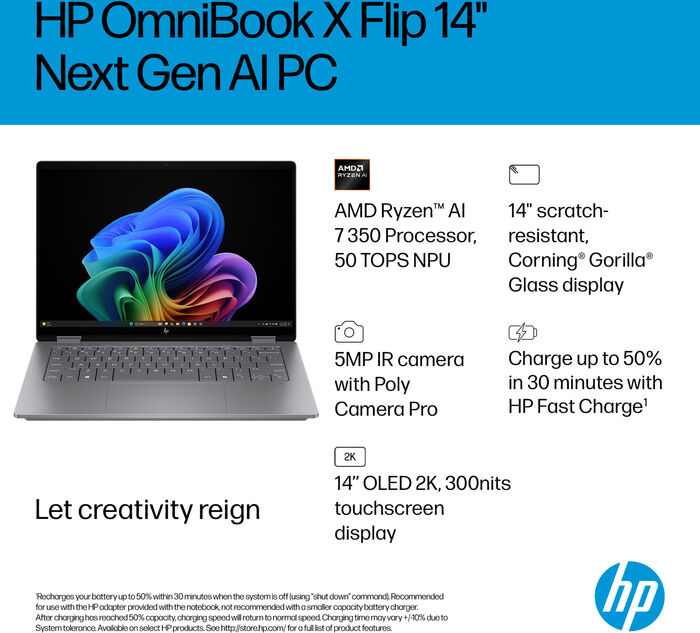 HP OmniBook X Flip AI7/32/512 GB 14" fartölva - Silfur