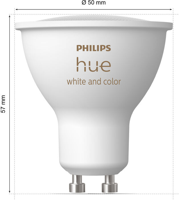 Philips Hue White og Color Ambiance GU10 sett (3 perur + Hue tengistöð + Dimmir)
