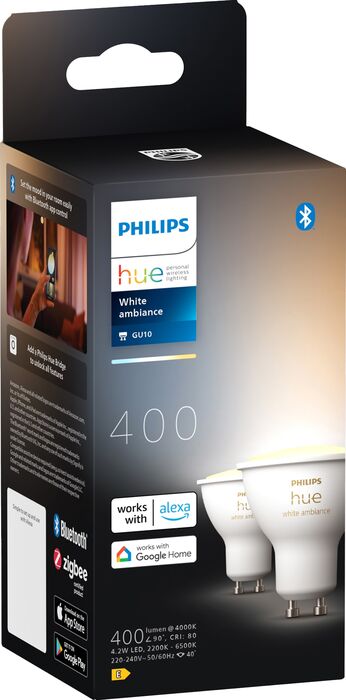 Philips Hue GU10 White Ambiance snjallpera - 2 stk