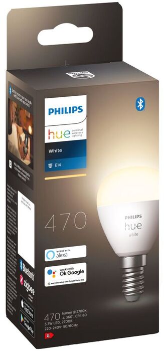 Philips Hue E14 P45 hvít snjallpera