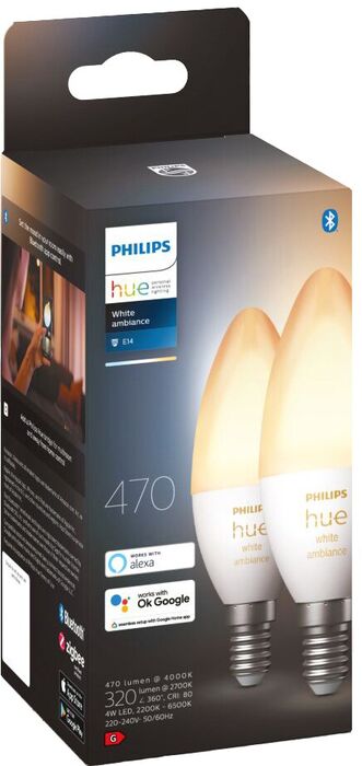 Philips Hue E14 snjallpera - 2 stk