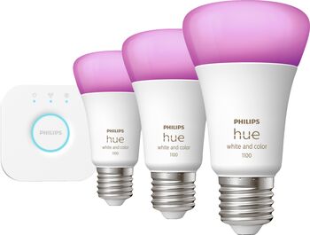 Philips Hue White og Color Ambiance E27 sett (3 perur + Hue tengistöð)
