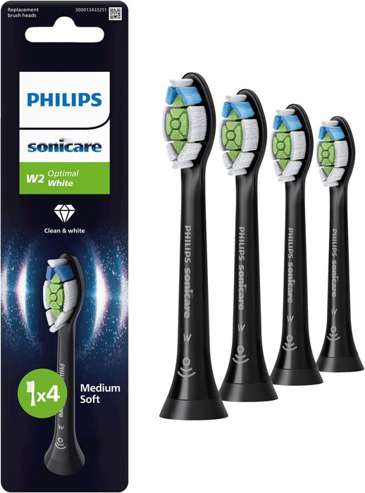 Philips Sonicare W2 Optimal tannburstahausar 4 í pakka - Svartir