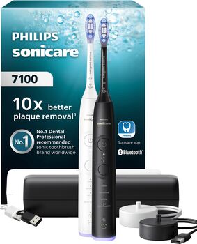 Philips Sonicare Series 7100 rafmagnstannbursti 2 í pakka - Hvítur/Svartur