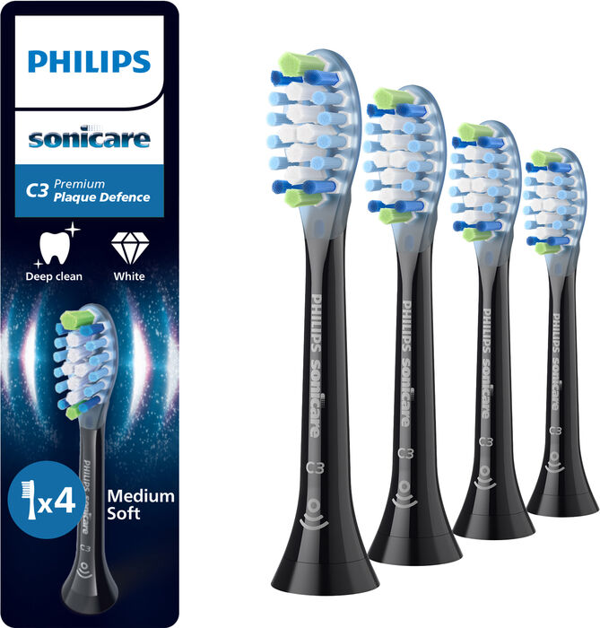 Philips Sonicare C3 Premium tannburstahausar 4 í pakka - Svartir