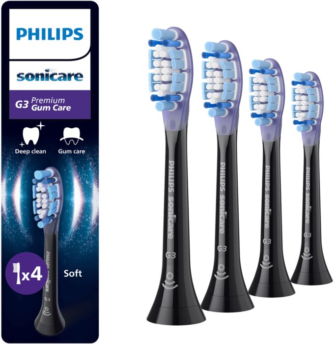 Philips Sonicare G3 Premium tannburstahausar 4 í pakka - Svartir