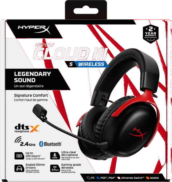 HyperX Cloud III S þráðlaus leikjaheyrnartól - Svört/Rauð