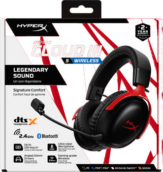 HyperX Cloud III S þráðlaus leikjaheyrnartól - Svört/Rauð