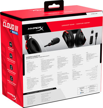 HyperX Cloud III S þráðlaus leikjaheyrnartól - Svört/Rauð