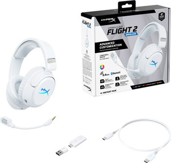 HyperX Cloud Flight 2 þráðlaus leikjaheyrnartól - Hvít