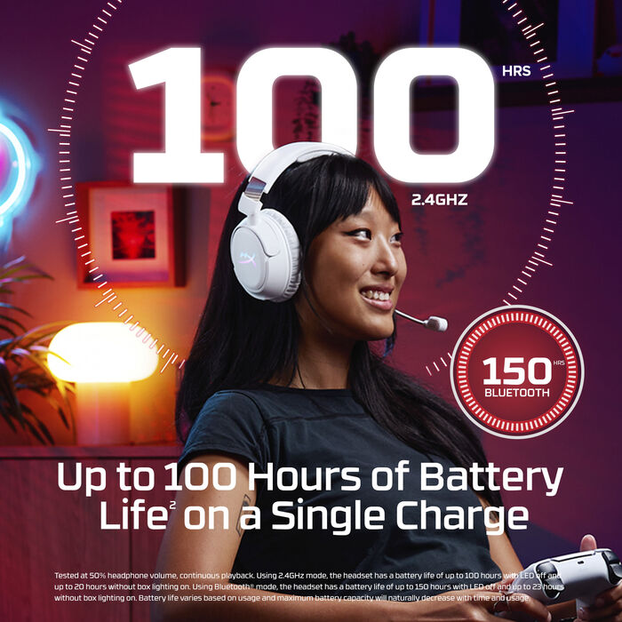 HyperX Cloud Flight 2 þráðlaus leikjaheyrnartól - Hvít