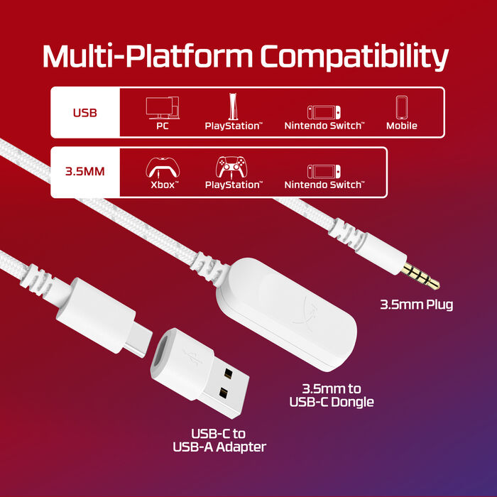HyperX Cloud III leikjaheyrnartól - Hvít