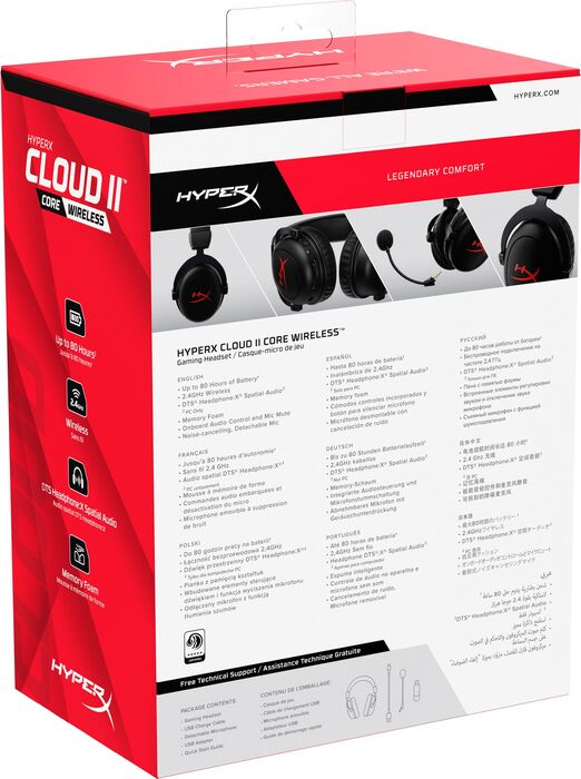 HyperX Cloud II Core þráðlaus leikjaheyrnartól - Svört
