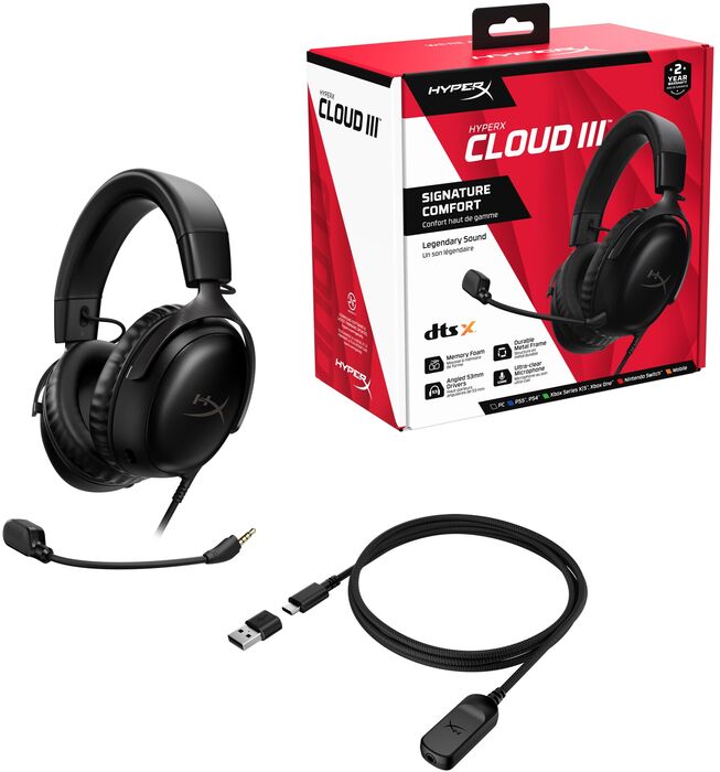 HyperX Cloud III leikjaheyrnartól - Svört 