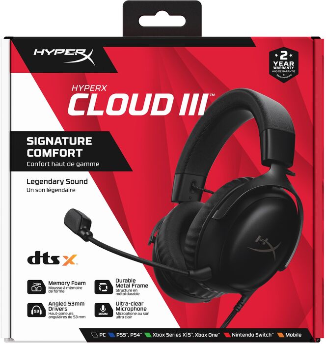 HyperX Cloud III leikjaheyrnartól - Svört 