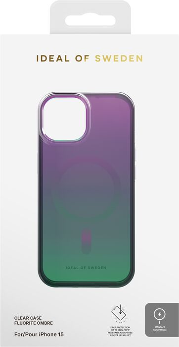 iDeal iPhone 15 símahulstur - MagSafe Glært Fluorite Ombre 