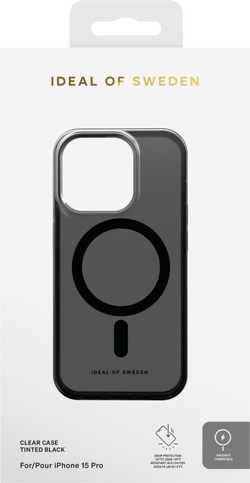 iDeal iPhone 15 Pro símahulstur - MagSafe Glært Tinted Svart 