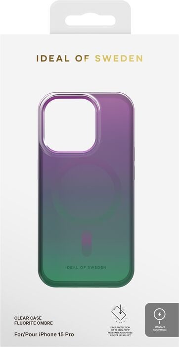 iDeal iPhone 15 Pro símahulstur - MagSafe Glært Fluorite Ombre 