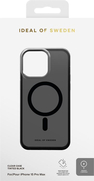 iDeal iPhone 15 Pro Max símahulstur - MagSafe Glært Tinted Svart