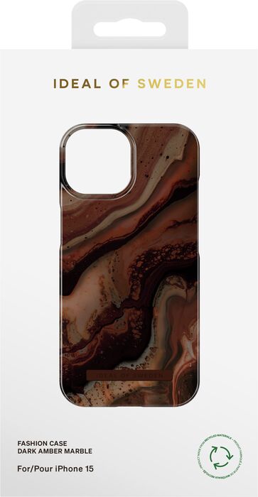 iDeal iPhone 15 Fashion símahulstur - Dark Amber Marble