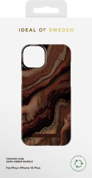 iDeal iPhone 15 Plus símahulstur - Dark Amber Marble 