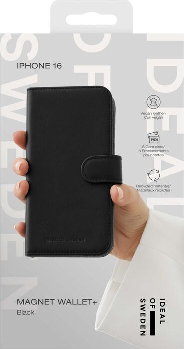 iDeal iPhone 16 Wallet+ símaveski - Svart