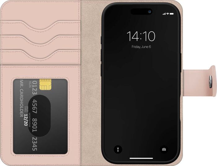 iDeal iPhone 16 Wallet+ símaveski - Bleikt