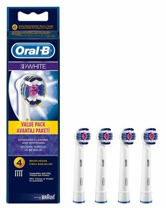 Oral-B 3D White  tannburstahausar - 4 í pakka