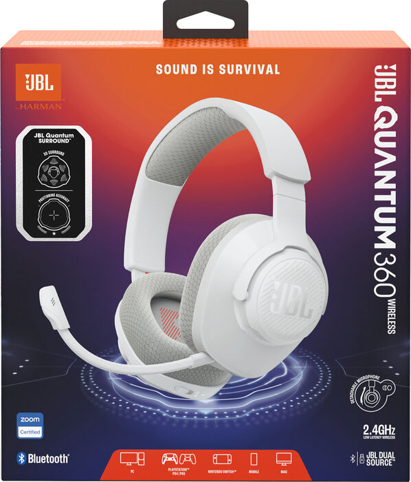 JBL Quantum 360 þráðlaus leikjaheyrnartól - Hvít