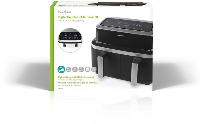 Nedis tvöfaldur loftsteikingarpottur - 2x 4,2 lítra Air Fryer