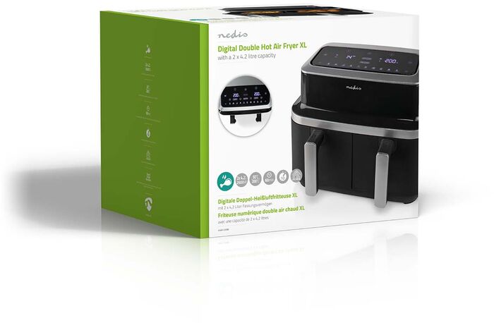 Nedis tvöfaldur loftsteikingarpottur - 2x 4,2 lítra Air Fryer