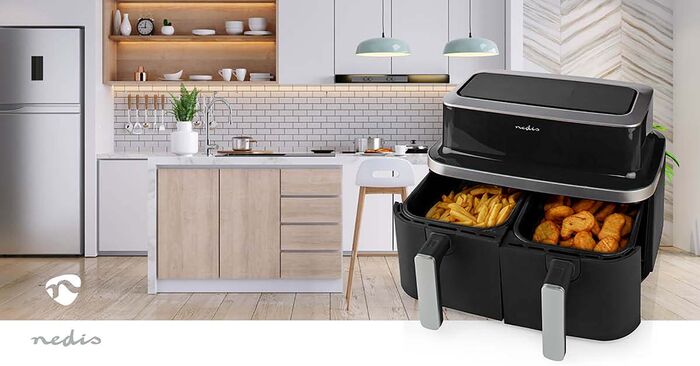 Nedis tvöfaldur loftsteikingarpottur - 2x 4,2 lítra Air Fryer