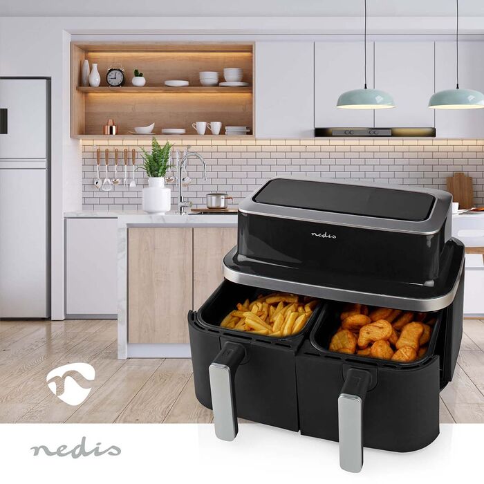 Nedis tvöfaldur loftsteikingarpottur - 2x 4,2 lítra Air Fryer