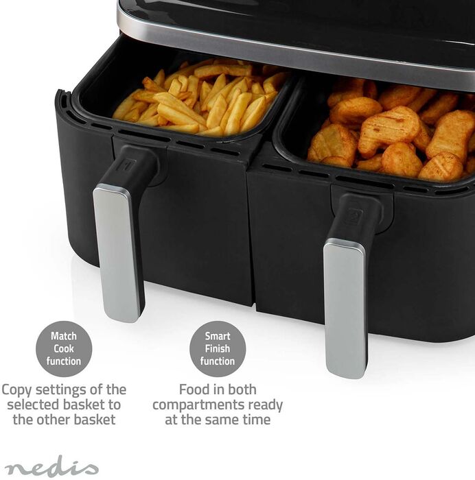 Nedis tvöfaldur loftsteikingarpottur - 2x 4,2 lítra Air Fryer