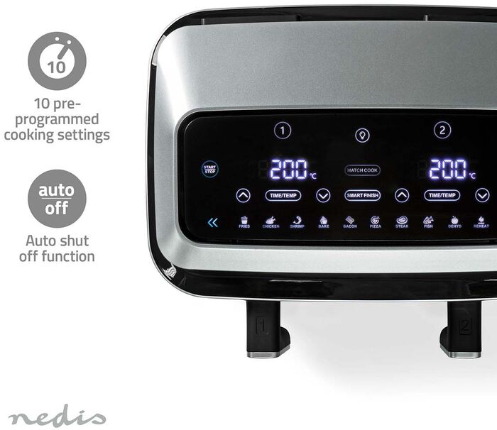 Nedis tvöfaldur loftsteikingarpottur - 2x 4,2 lítra Air Fryer