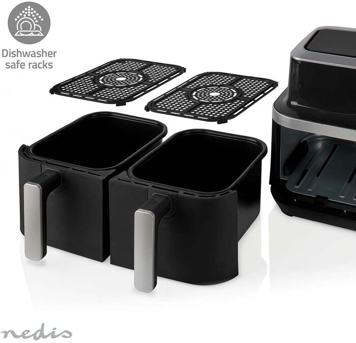 Nedis tvöfaldur loftsteikingarpottur - 2x 4,2 lítra Air Fryer