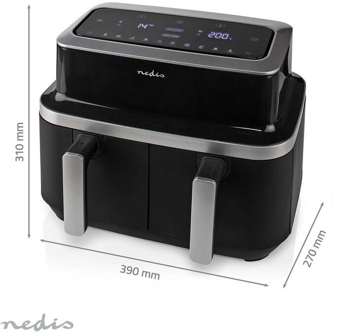 Nedis tvöfaldur loftsteikingarpottur - 2x 4,2 lítra Air Fryer