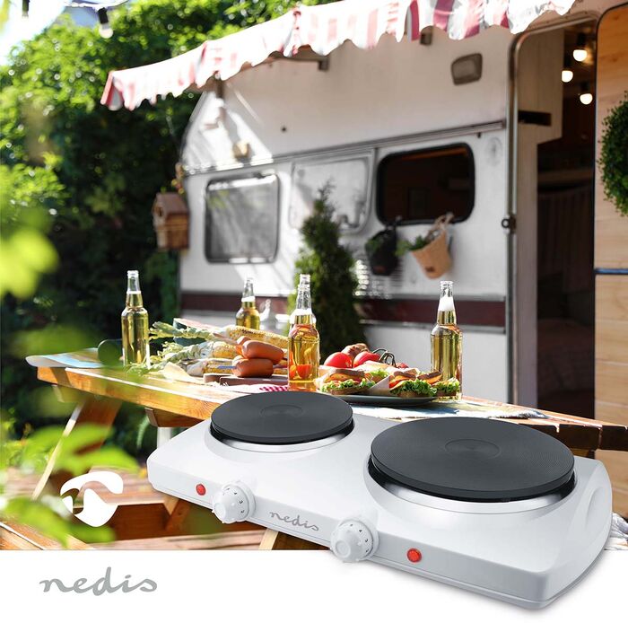 Nedis tvöföld borðhella 2300W - Hvít