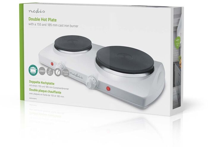 Nedis tvöföld borðhella 2300W - Hvít