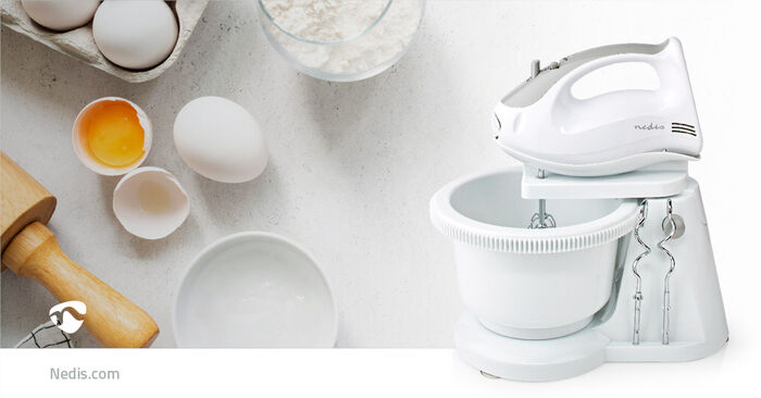 Nedis handþeytari með skál 200W - Hvítur