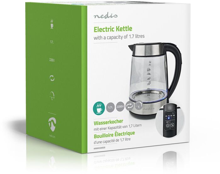 Nedis hraðsuðuketill 1,7L - Gler