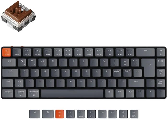 Keychron K7 RGB HS þráðlaust lyklaborð - Brúnir optical rofar 