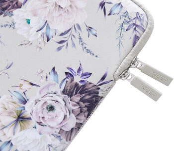 KEEP 14" fartölvuhlíf fyrir MacBook Pro - Silfur með blóm