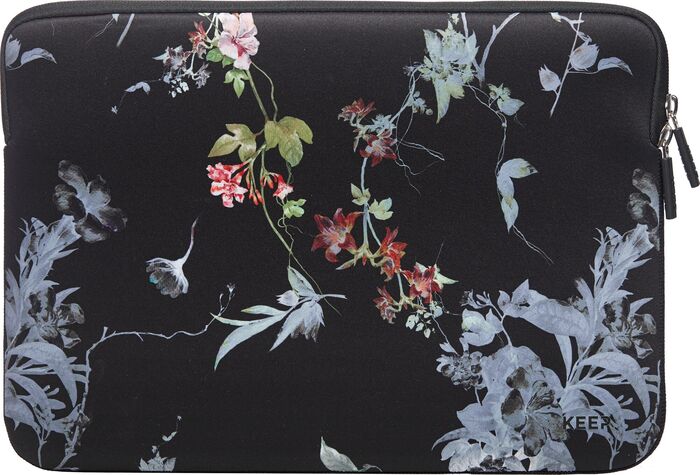 KEEP 13,3" fartölvuhlíf - Svört með blómum