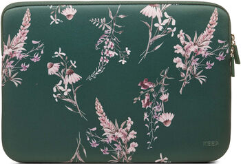 KEEP 14" fartölvuhlíf - Græn með blómum